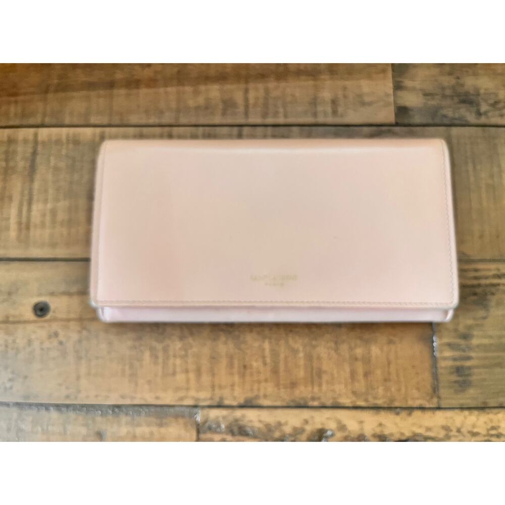 SAINT LAURENT YSL Leather Long BI-FOLD Wallet in Blush Pink - Picture 2 of 13